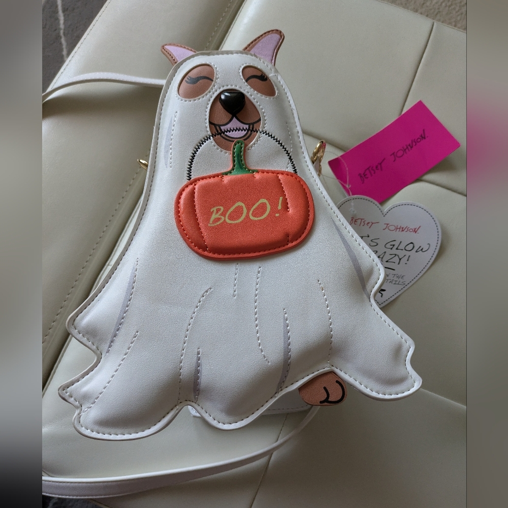 NWT Betsey Johnson Dog Kitch "Trick Or Treat Ghost "Glow in the dark Bag - Picture 11 of 16